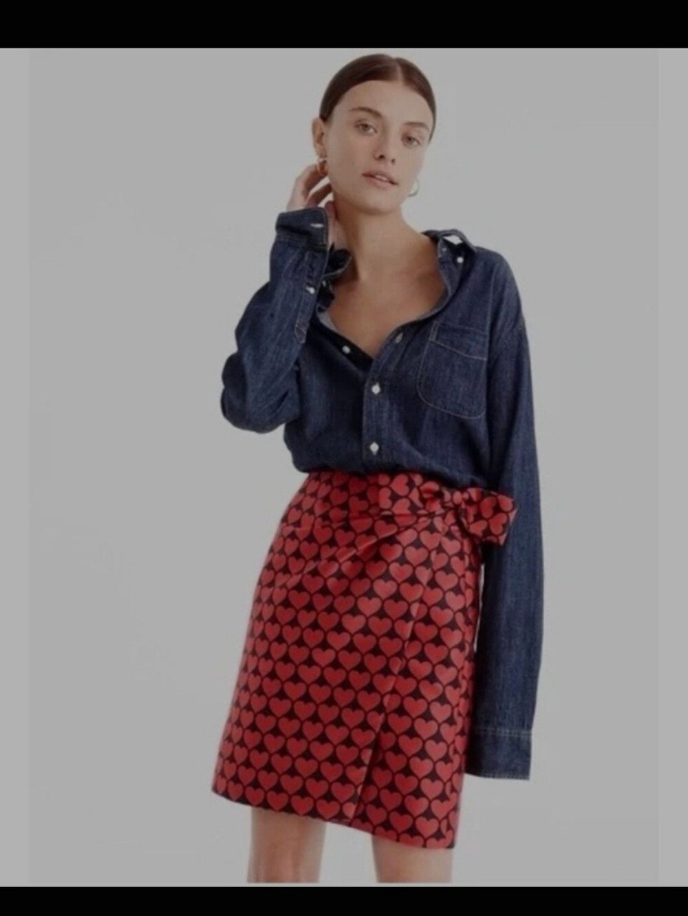 J.Crew Jacquard Heart Wrap Skirt With Side Bow Size 12